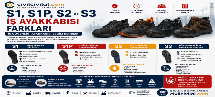 S1, S1P, S2 ve S3 İş Ayakkabısı Arasındaki Farklar