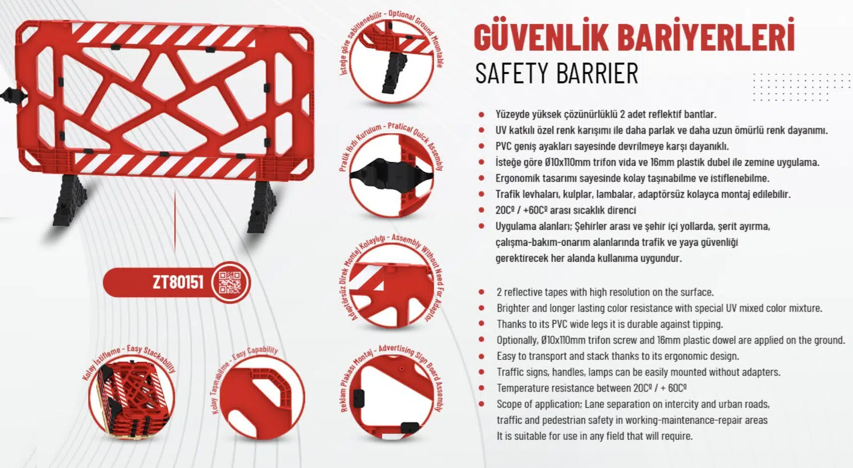 Güvenlik Bariyeri Zeplin Zt80150r 100x150x50 Cm Güvenlik Bariyeri Zeplin Zt80150r 100x150x50 Cm