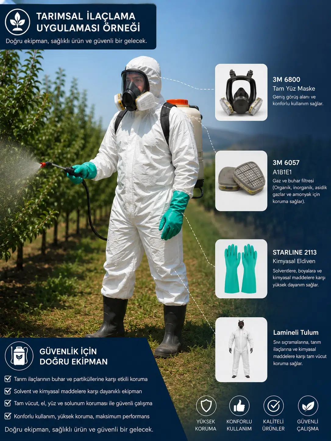 İlaçlama Boya İşleri Tam Koruma Set-6 (3M Maske Filtre Lamineli Tulum Eldiven ) İlaçlama Boya İşleri Tam Koruma Set-6 (3M Maske Filtre Lamineli Tulum Eldiven )