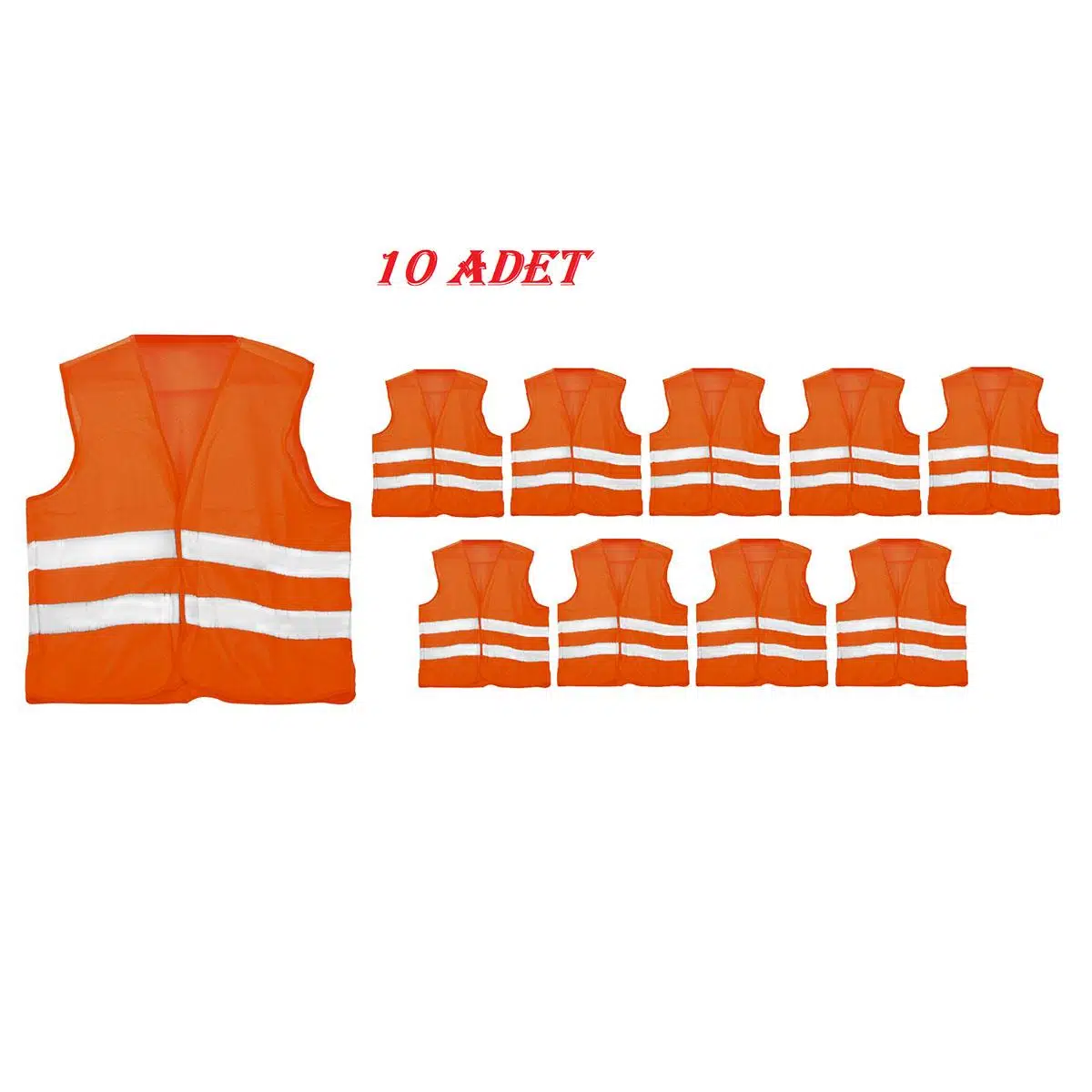 Standart Beden İkaz Yeleği Turuncu Renk 10 Adet